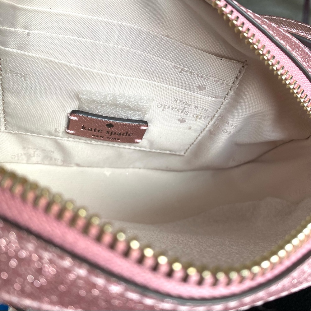 Kate Spade NWT PINK TINSEL Glimmer Oval Camera Bag CROSSBODY $299 retail - Picture 10 of 14